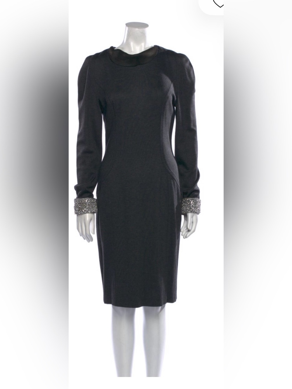 Escada Black Long-Sleeve Dress with Embellished Cuffs
